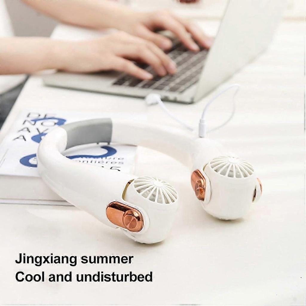 Portable Neck Fan, USB Rechargeable Bladeless Neck Fan, 3 Speeds Neck Fan, Quiet Portable Fan for Outdoor Sports White