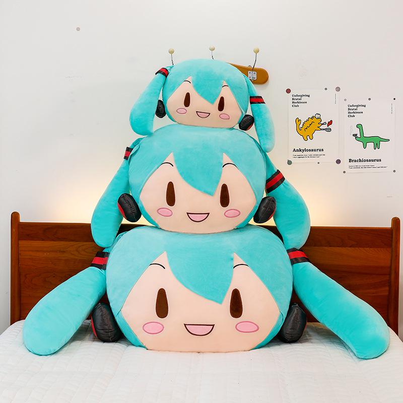 Hatsune Weich Niedlich 2D Großer Kopf Plüschkissen – Zuhause/Büro Nickerchen Rückenlehne & Entzückende Puppe Geschenk Dekoration