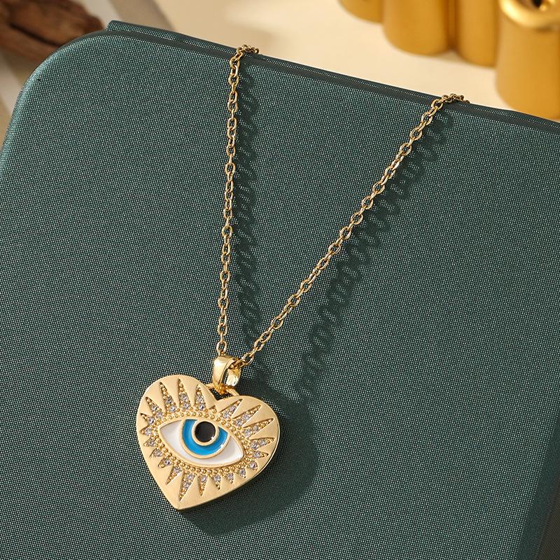 Beliebte Halskette mit blauem bösen Blick aus Titanstahl für Damen – Vielseitiger und personalisierter Schlüsselbeinkettenschmuck