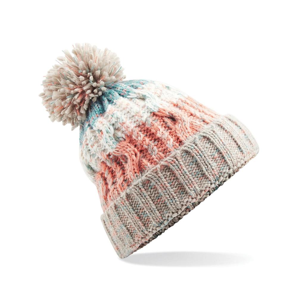 Womens/Ladies Corkscrew Pom Pom Beanie