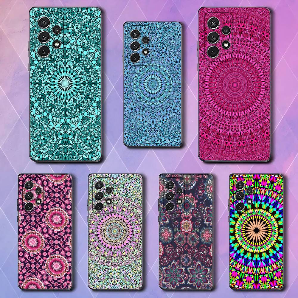 Mandala Flower Pattern Luxury Luxury Black Phone Case For Samsung Galaxy S23 S24 S25 Ultra S22 Plus S21