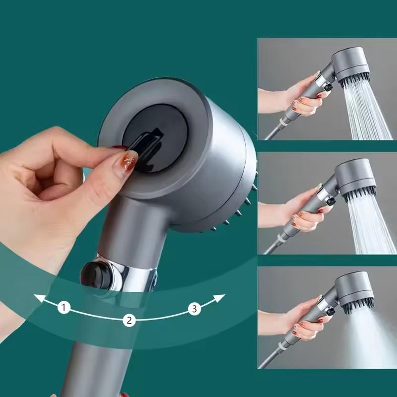 Massage Spa Pressurized Shower for Bathroom Accessories Three Level Adjustment Showerhead High Pressure Knobs Filter Shower Sets