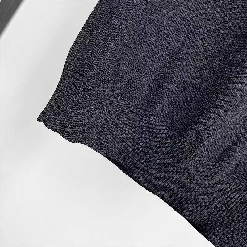 Herren Sommer Slim Gestreiftes Kurzarm-Poloshirt - Trendiges, lässiges Strick-T-Shirt mit Revers in Kontrastfarbe
