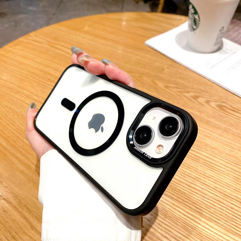 

Чехол Eagle Eye Metal Plating Magnetic для iPhone 15 Pro Max/14/13/12 - Прозрачный, на ощупь iPhone 14 Pro Max чёрный