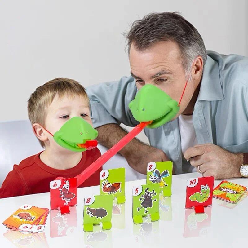 Masque Grenouille Drôle avec Langue Remuante Cartes à lécher Jouets Puzzle de Bureau Antistress pour Fête de Famille