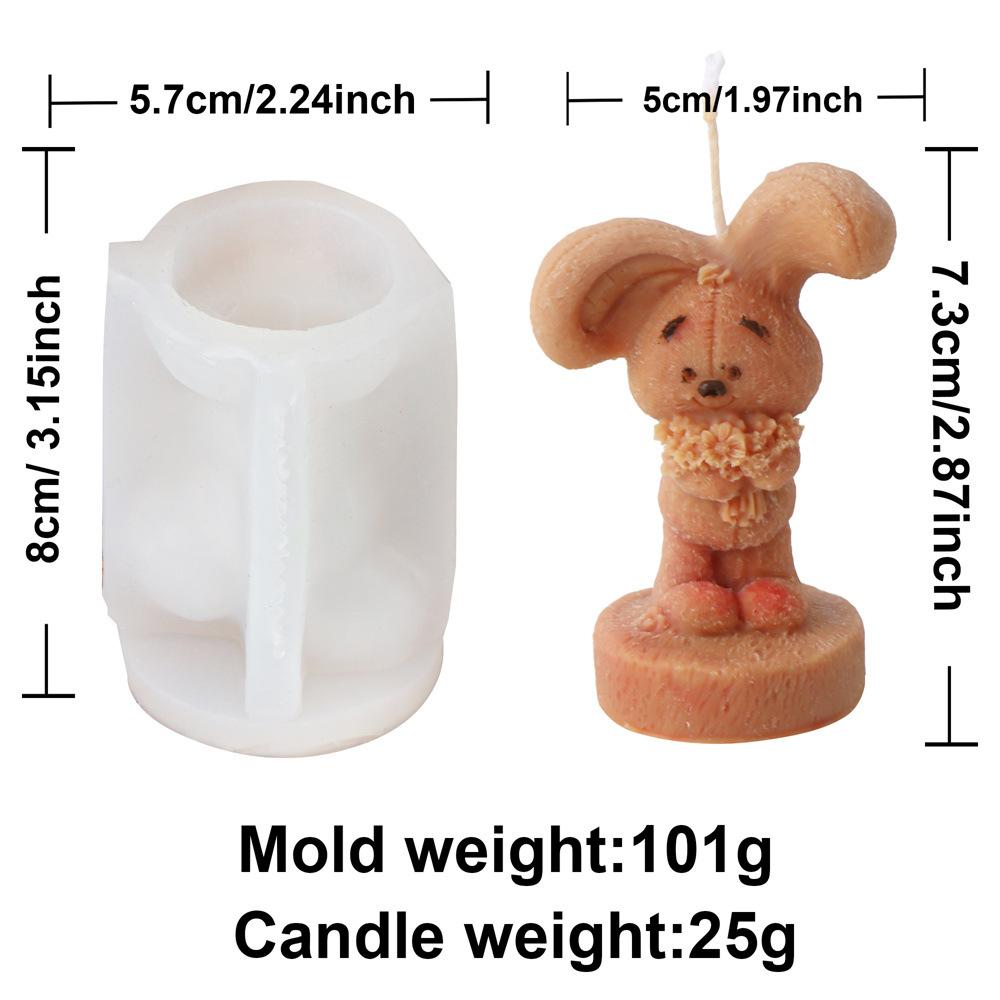 Standing Basketball Rabbit Candle Mold 3D Rabbit Family Size Holding Flower Fragrance Easter Animal Cake Baking Tools Home Gifts