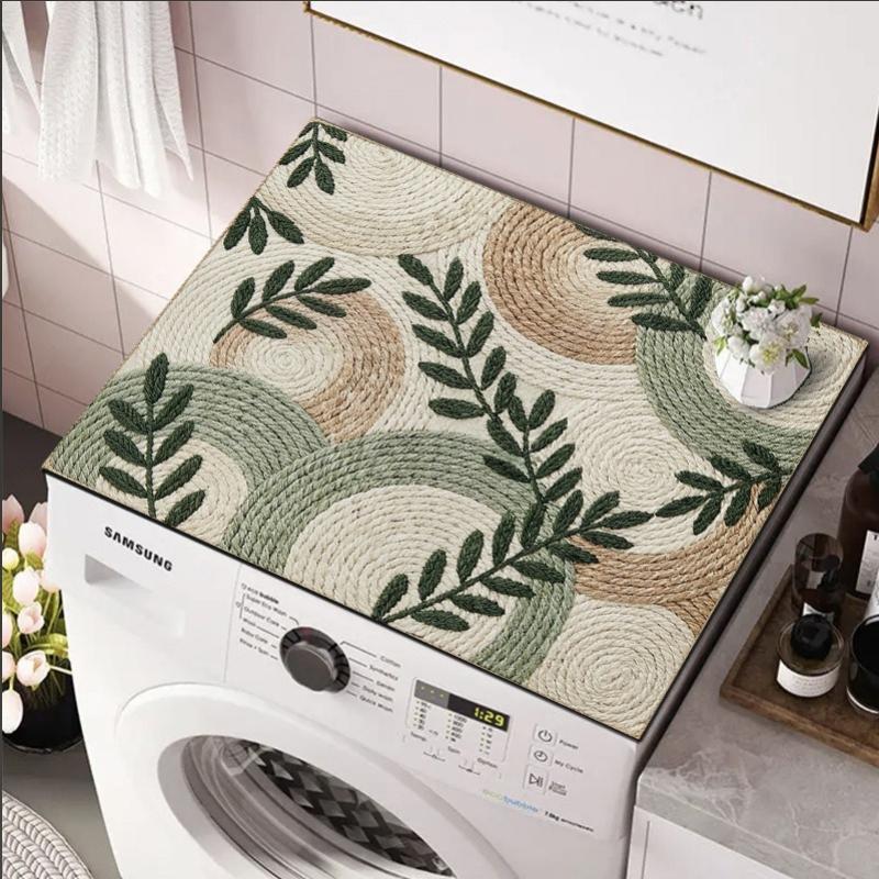 Various Sizes Vintage Checkered Printed Washing Machine Dust Cover Pad, Quick-Dry Absorbent Protective Top Mat for Washer and Dryer
