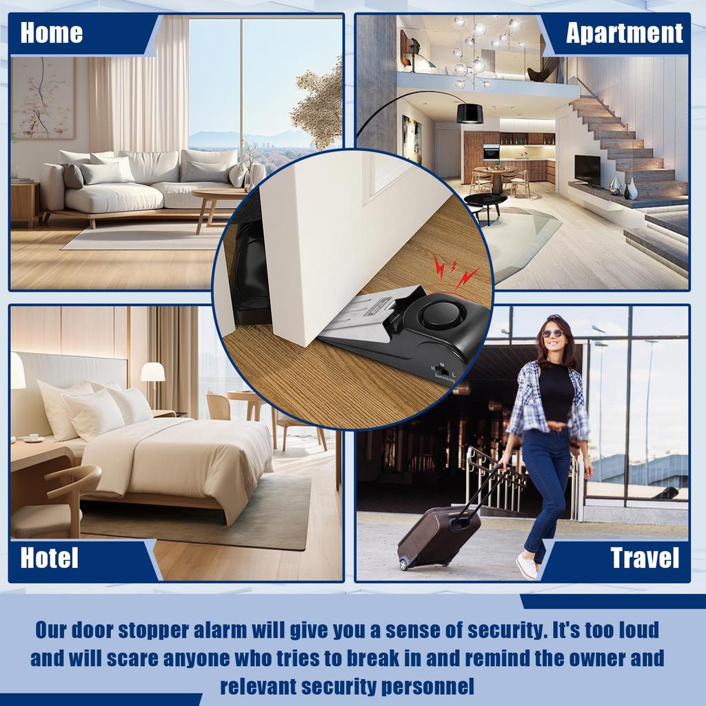 Security Home Wedge Shaped Door Stop Stopper Alarm Travel Security Door Stopper Alarm Home Door Window Burglar Alarm