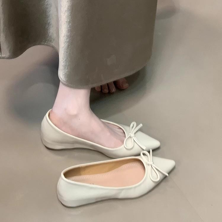 Bow commuter Mary Jane evening shoes pointed commuter single shoes women's new fashion light mouth versatile ladyshoes
