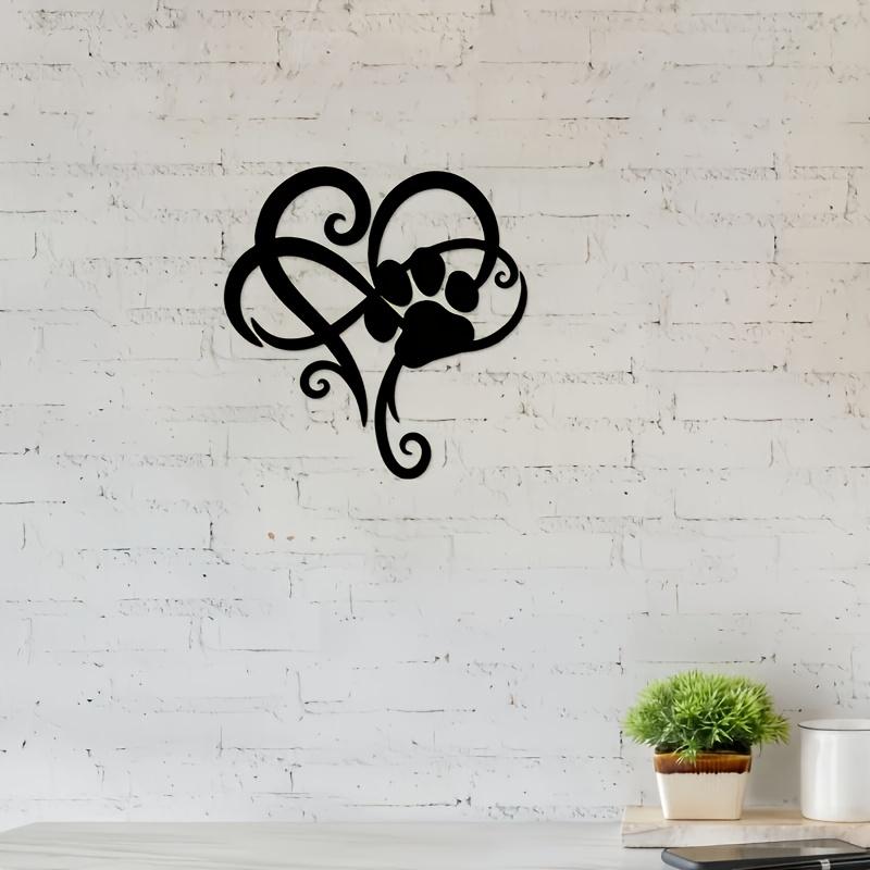 Charming Heart-Shaped Paw Print Metal Wall Art | Modern Laser-Cut Home Decor, Creative Wall Ornaments, Perfect Commemorative Gift for Pet Lovers