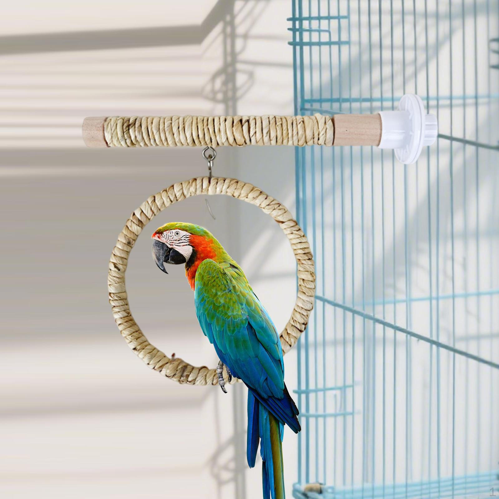

Parrot Swing Stand, Bite Toy Standing Rod Wooden Perch for Blue Crowned Conures Budgie Chicken бежевый