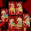 2026 Lunar New Year Red Envelopes 6 Pieces Glitter 3D Embossed Horse Year Red Envelope Chinese Spring Festival Red Envelopes