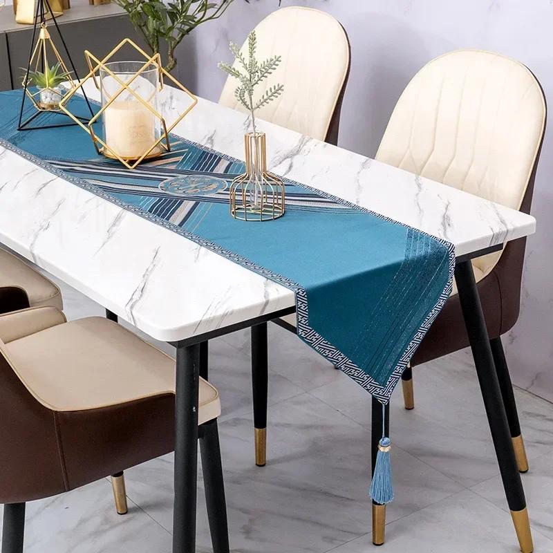 High End Precision Jacquard Table Flag Minimalist Tassel Pendant Tea Flag Long Table Decoration Anti Slip Dustproof Table Mats