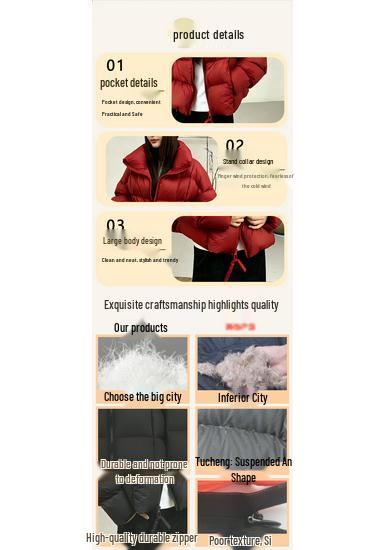 Women's Short Puff Down Jacket – New Style, 90% Duck Down, Winter Bread Jacket, Plus Size Available