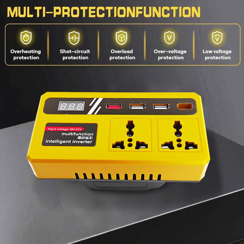 150W Lithium Battery Inverter Power Bank DC 18V 21V To AC 220v Multi-Function Household Smart Transformer Outdoor Work Inverter