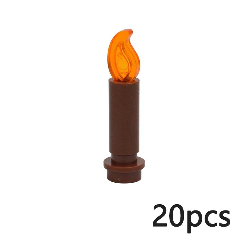 MOC Bonfire Bricks Accessories 37762 37775 Wave Candle Holder Flame Candlestick Model Educational Fire Toy Building Blocks Kids