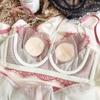 Sexy Hollow Bra Briefs Set French Thin Cup Lace Embroidery Women Underwear Wire Free Bralette Padding Comfort Plus Size Lingerie