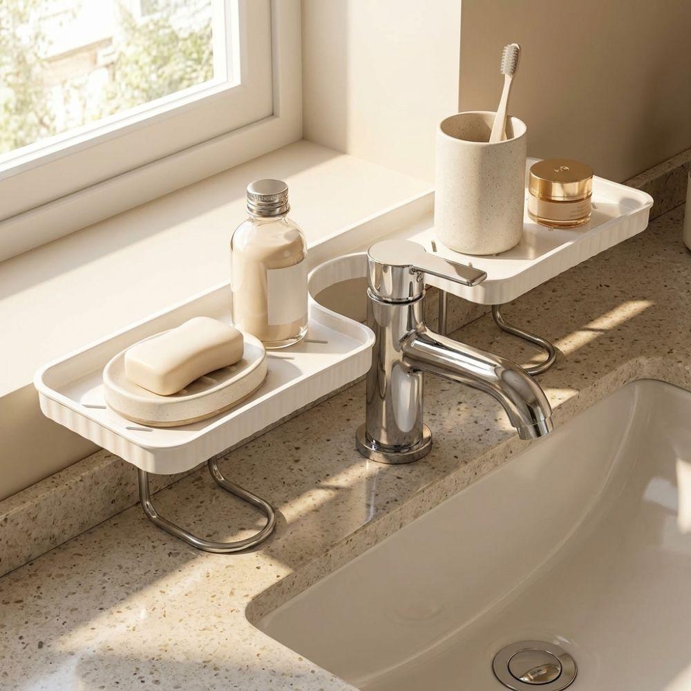 Rustproof Faucet Sink Shelf Large Capacity Sink Drying Rack Bathroom Storage Rack Bathroom