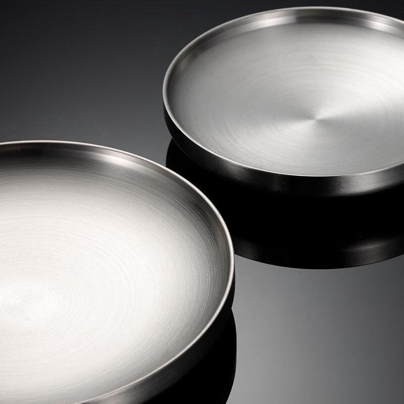 304 Stainless Steel Double Layer Round Dinner Plates