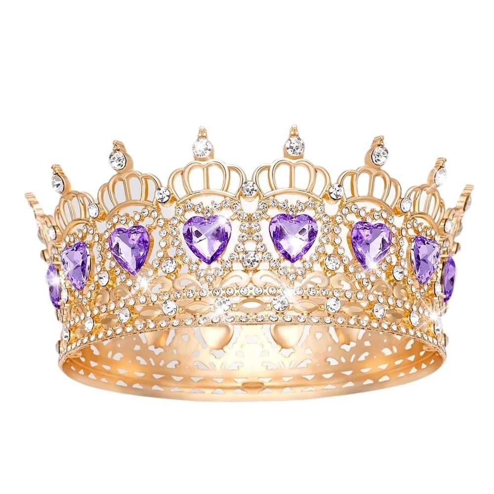 Luxury Vintage Baroque Crown Elegant Shiny Princess Rhinestone Tiara Headwear Round Queen Tiara Crown Headband