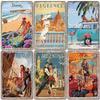 Travel City Girls Placă de tablă Placă metalică Monaco Roma Biarritz Veneția Poster metalic Vintage Wall Art Decor Cafe Garden Sufragerie