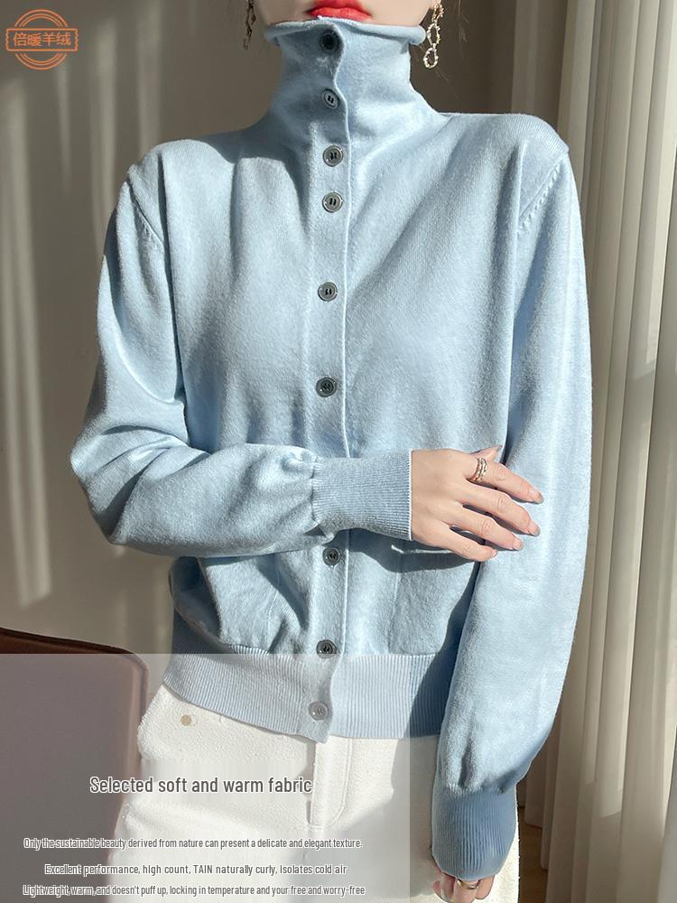 Women's Soft & Warm Solid Color Turtleneck Sweater - Loose Fit, Thick High Neck Top for Autumn & Winter