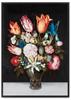 Poster Flowers Vase Black Background