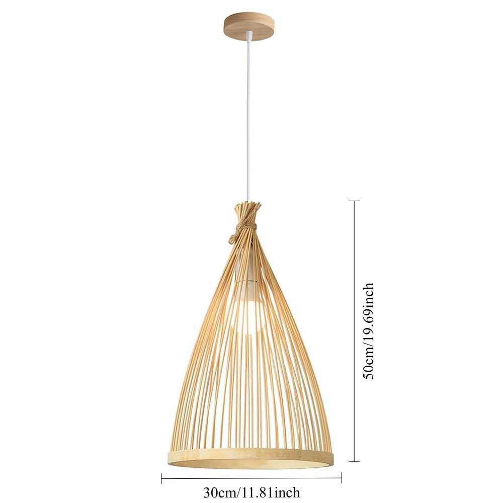 JOYINLED Japanese Style Bamboo Pendant Light Wabi Sabi Rattan Chandelier E27 LED Ceiling Hanging Lamp for Cafe Bar Home Decor