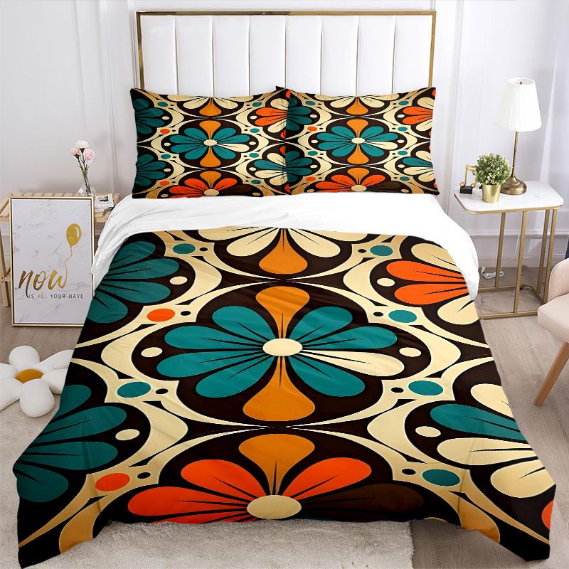 3pc Floral Pattern Cover Set - 1 Quilt Cover + 2 Pillowcases, All Seasons Bedroom Setting, Perfect for Home036