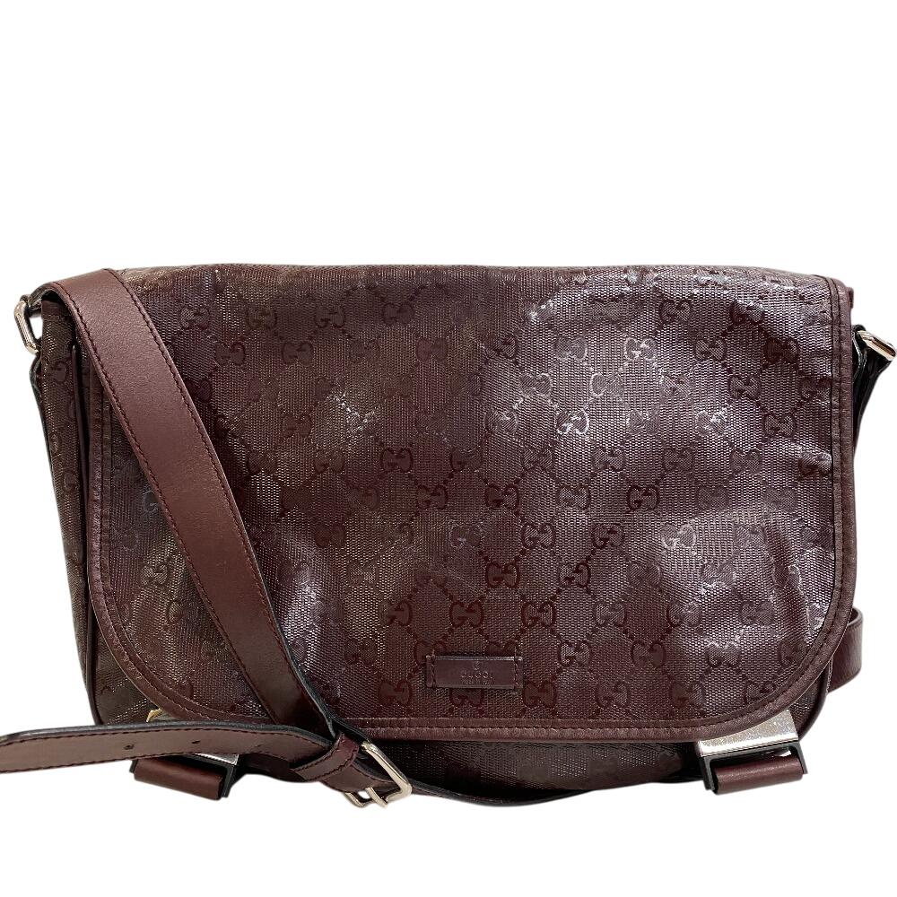 

GUCCI 201732 Crossbody flap GG implementation PVC Shoulder Bag Brown PVC mens Used