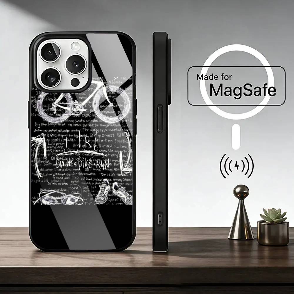 Custodia per Telefono Triathlon Nuoto Bici Corsa Tri Life Per iPhone17,16,15,14,13,12,11 Plus,Pro Magnetica con Ricarica Wireless Magsafe