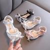 Girls Leather Shoes Children Casual Flats Pearls Beading With Bowtie Princess Dress Shoes Toddlers Half Sandals Kids Sweet Shoes