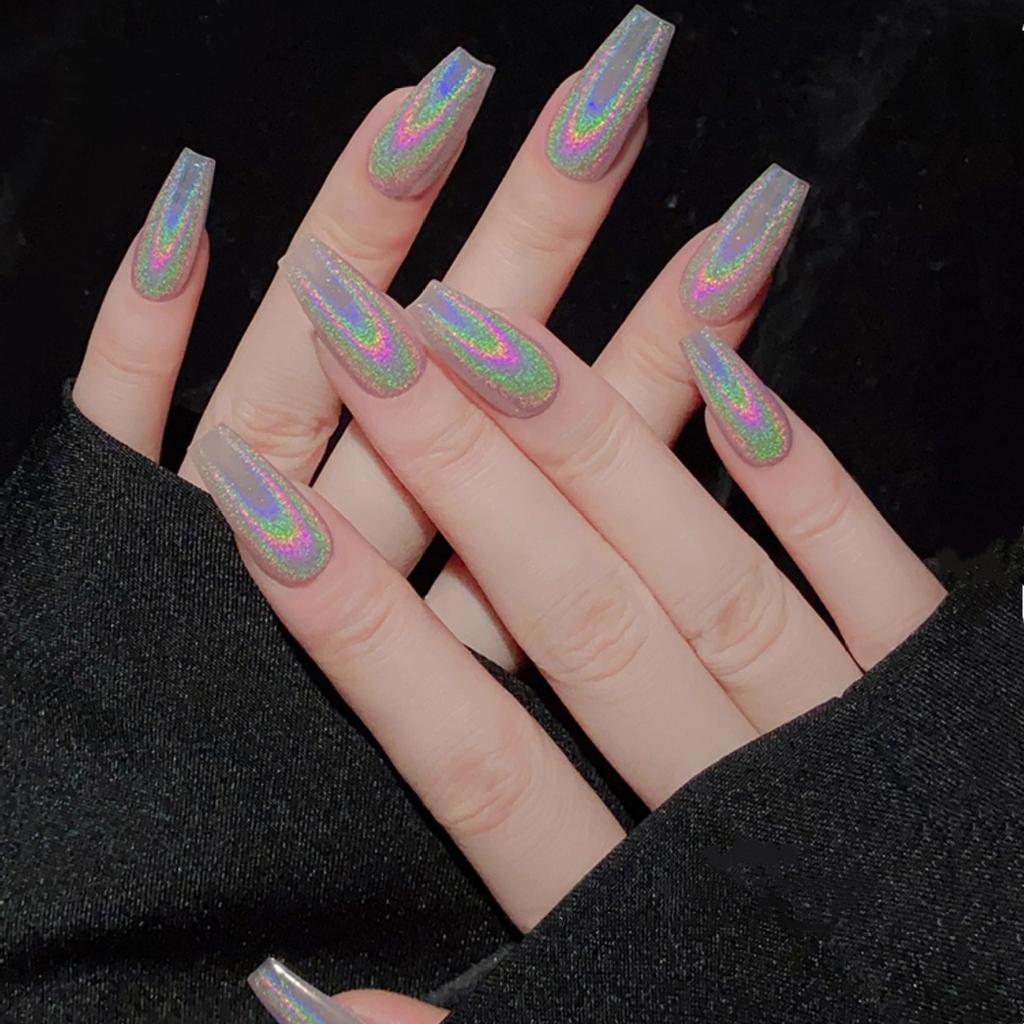 Polvere per Unghie Cromata Specchio Metallico Polvere Magica Colorata Laser Glitter da Strofinare su Unghie in Gel UV Decorazione Unghie Fai da Te 0,4g