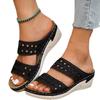 Foreign Trade Large Size Wedge Heel Women's Slippers Summer New European and American Wedge Heel One Word with Cool Slippers