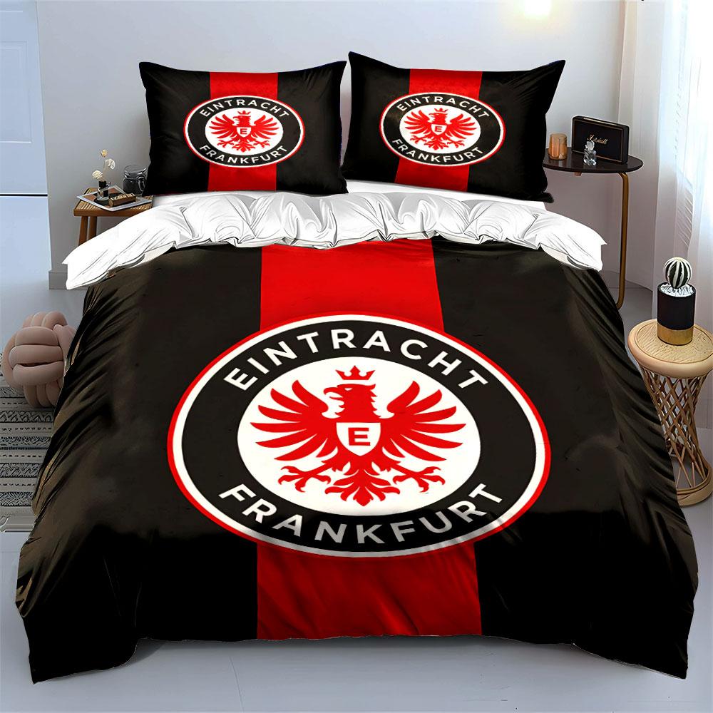 Eintracht Frankfurt Logo Biancheria da Letto Copripiumino Set Copripiumino Federe (1*Copripiumino 2*Federe, senza piumino)