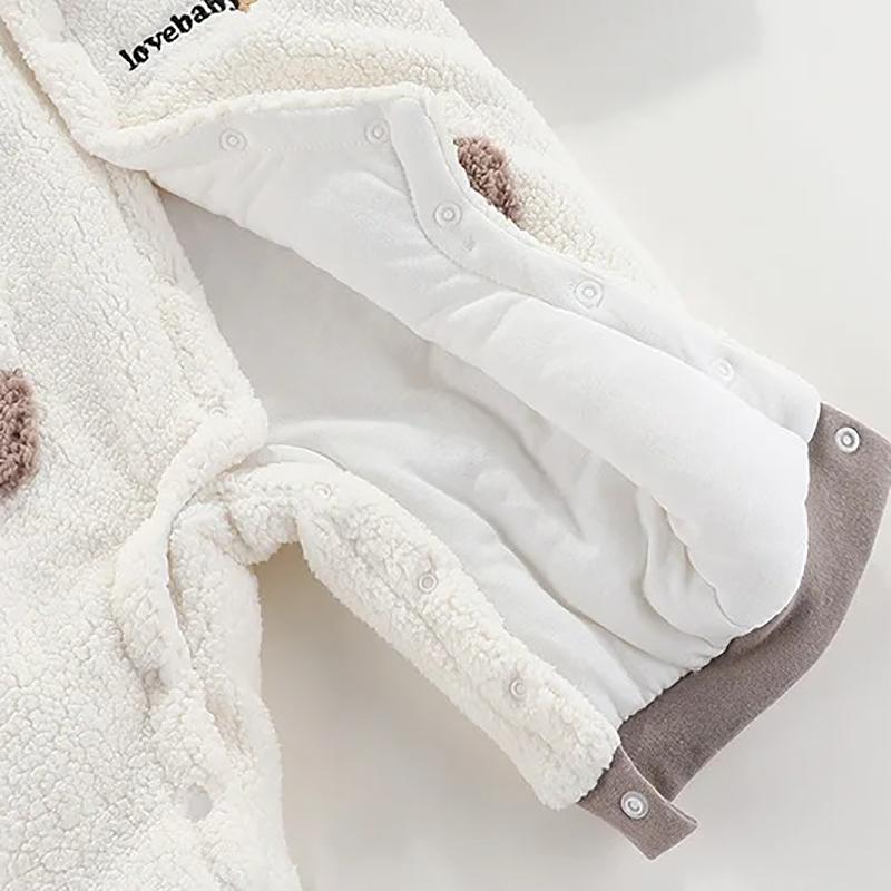 Coral Fleece Baby Jumpsuit Cartoon Hooded Newborn Romper Autumn Winter Warm Toddler Onesie Thicken Cotton Infant Outfit 0-24M