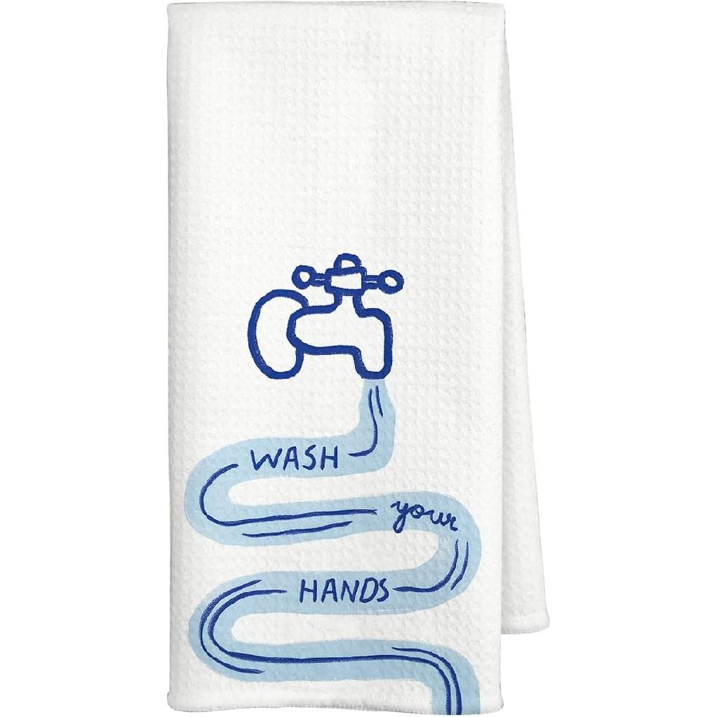 Wash Your Hands Kitchen Towels 16x24 Inch,Funny Faucet Wash Decor Hand Towels,Funny Bathroom Decor Comedy(style1)