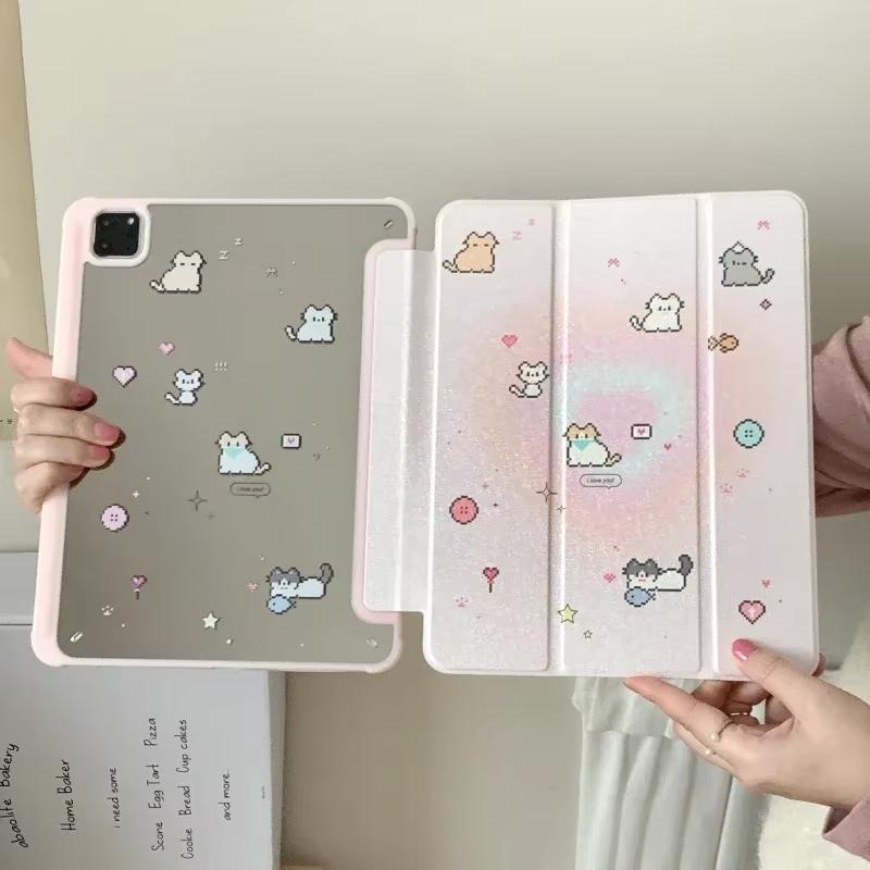 

Прозрачный акрил с цветочным принтом для чехла iPad со складной подставкой - Легкий, для iPad 7-го/8-го/9-го поколения и Air4/5 Pro11, Защита планшета ipad mini6 8.3