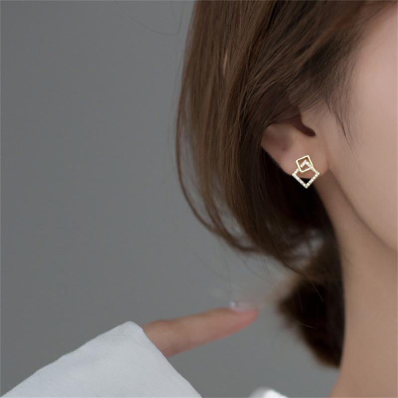 Square Geometric Earrings Simple And Personalized Earrings Exquisite And Versatile Earrings Fresh Sweet Girl Ear