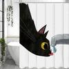 Cartoon Black Cat Drinking Shower Curtain, Bathroom Decorative Shower Curtain, Waterproof Shower Curtain with Hooks