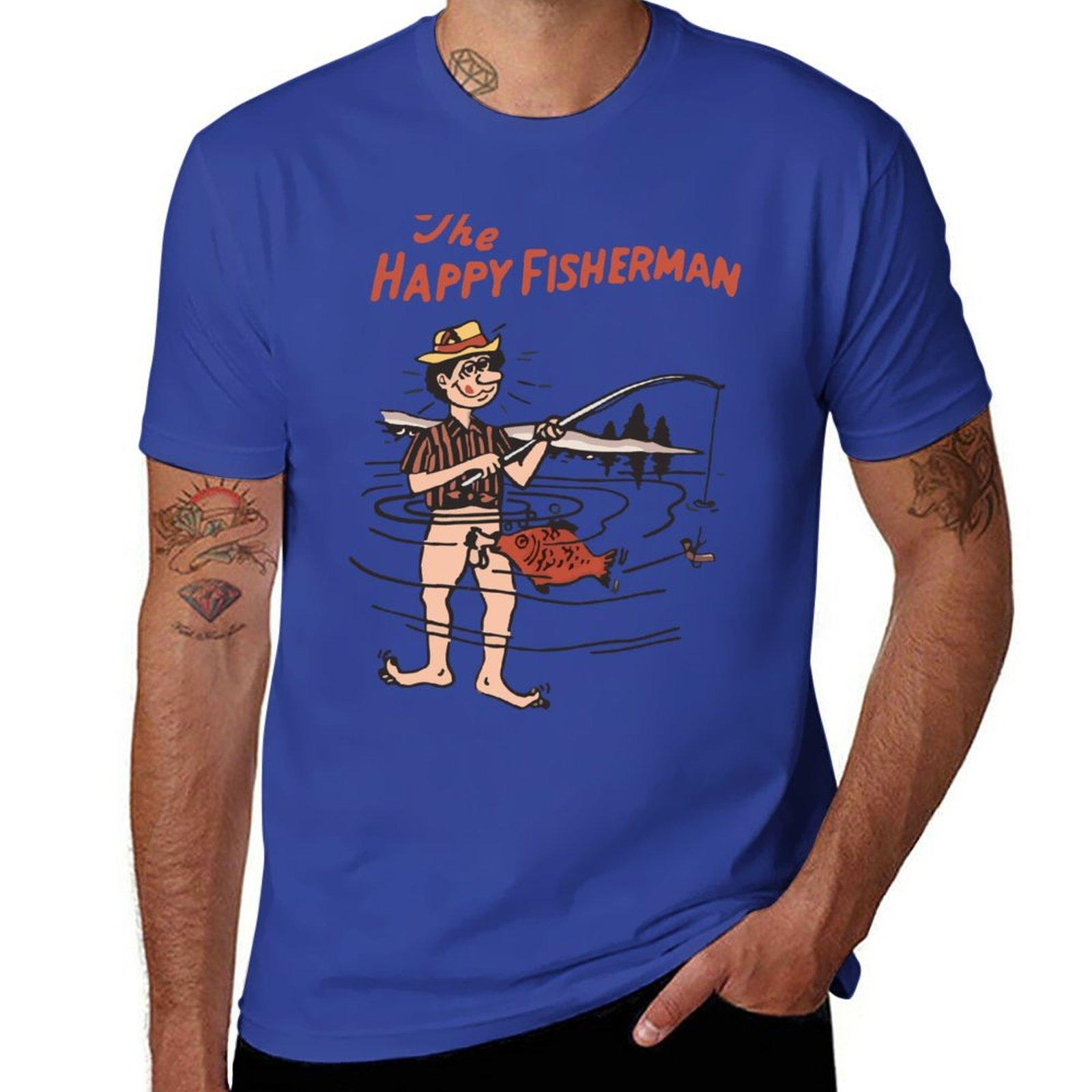 

Нова футболка Щасливий Рибалка смішні футболки індивідуальні футболки футболка з принтом спортивні футболки для чоловіків L