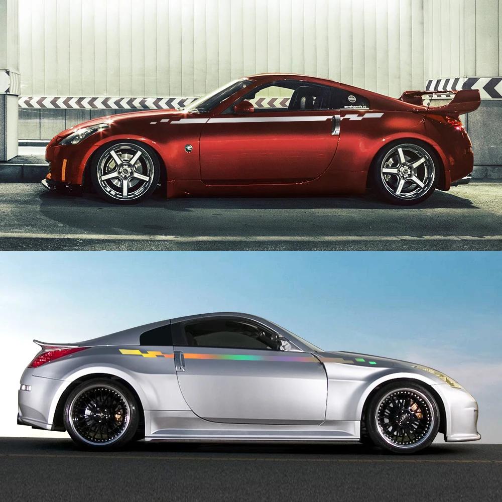 Car Checkered Stickers Auto Body Racing Sports Decals Waterproof DIY Vinyl Decor For Nissan Z-Cars 350Z 370Z Fairlady Z33 Z34