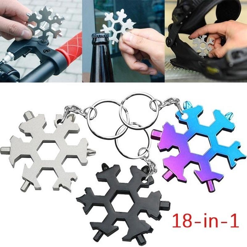 Mini 18 In 1 Snowflake Multi-tool Key Ring Wrench Hex Wrench Multi-function Outdoor Hex Multi-tool  Multitool