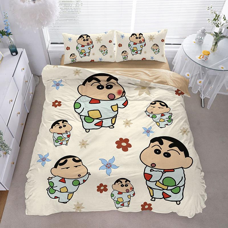 Cartoon Shin-Chan Duvet Cover Luxury Crayon Shin-Chan Bedding Set Pillowcase 2/3/Pcs Adult Children Gift Single Double