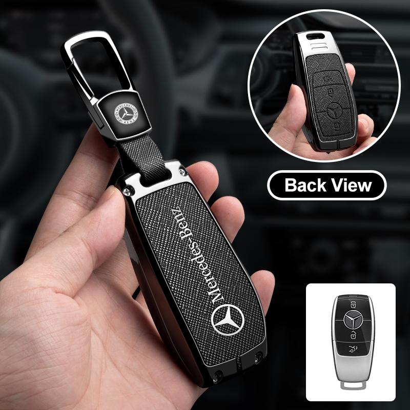 Zinc Alloy Leather Car Key Case Cover Shell For Mercedes Benz AMG A C E S G Class GLC CLE CLA GLB GLS W177 W205 W213 W222 X167