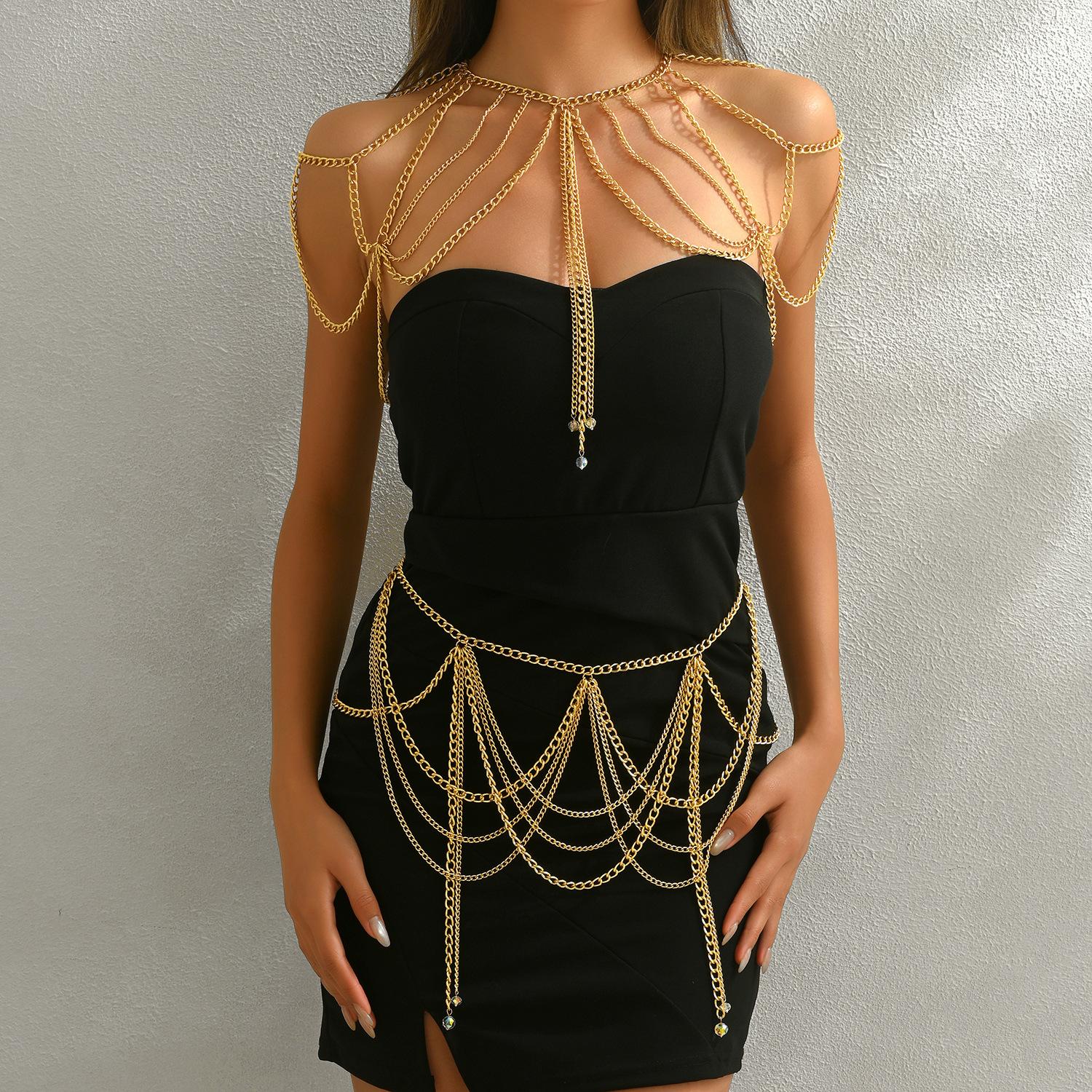 Accessories Fashion Personality Sexy Metal Shoulder Chain Punk Style Ladies Multi-layer Body Chain