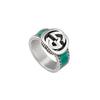 Gucci Double G Series Interlocking Double G Silver Jewelry Glossy 925 Silver Enamel Ring Unisex Rings Gem-Green 645572-J8410-8136