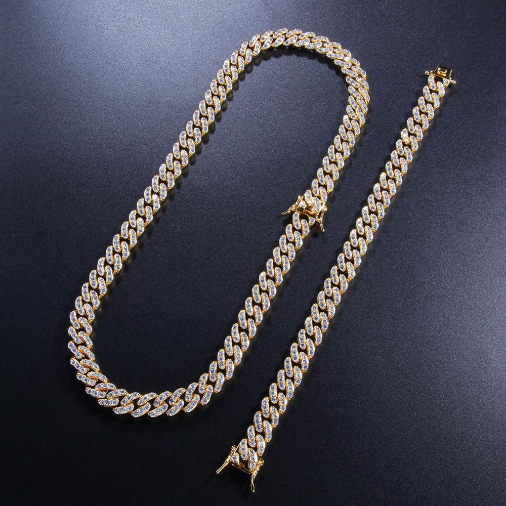 Catene Link Cubano Zircone Diamante 9mm Moda Hiphop Collana Cubana