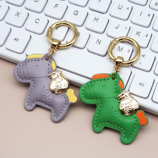 Horse Keychain Imitation Leather Cartoon Design Year of Horse Key Chain Bags Phones Cars Versatile Accessories