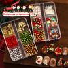 Christmas Red/Green Pearl Nail Rhinestone Mixed Size Pearlescent Colorful Beads Nali Charms Christmas Manicure Jewelry
